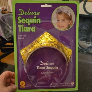 Rubie's Deluxe Gold Sequin Tiara Crown Queen Princess